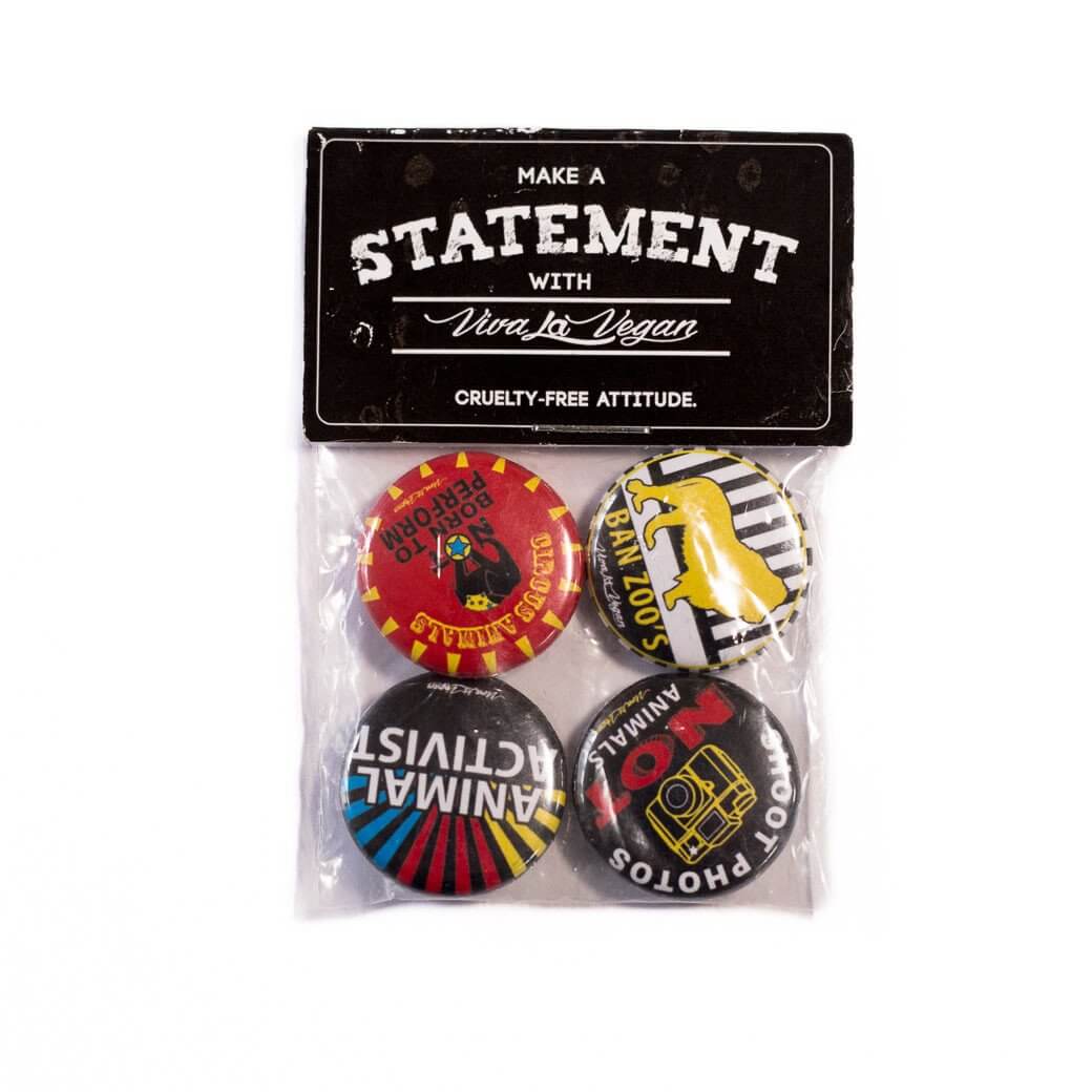 Badge Pack x 4 Set: Mixed Animal Activist