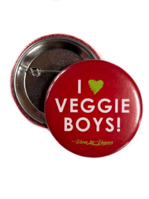 58 mm Statement Badge: I Heart Veggie Boys!