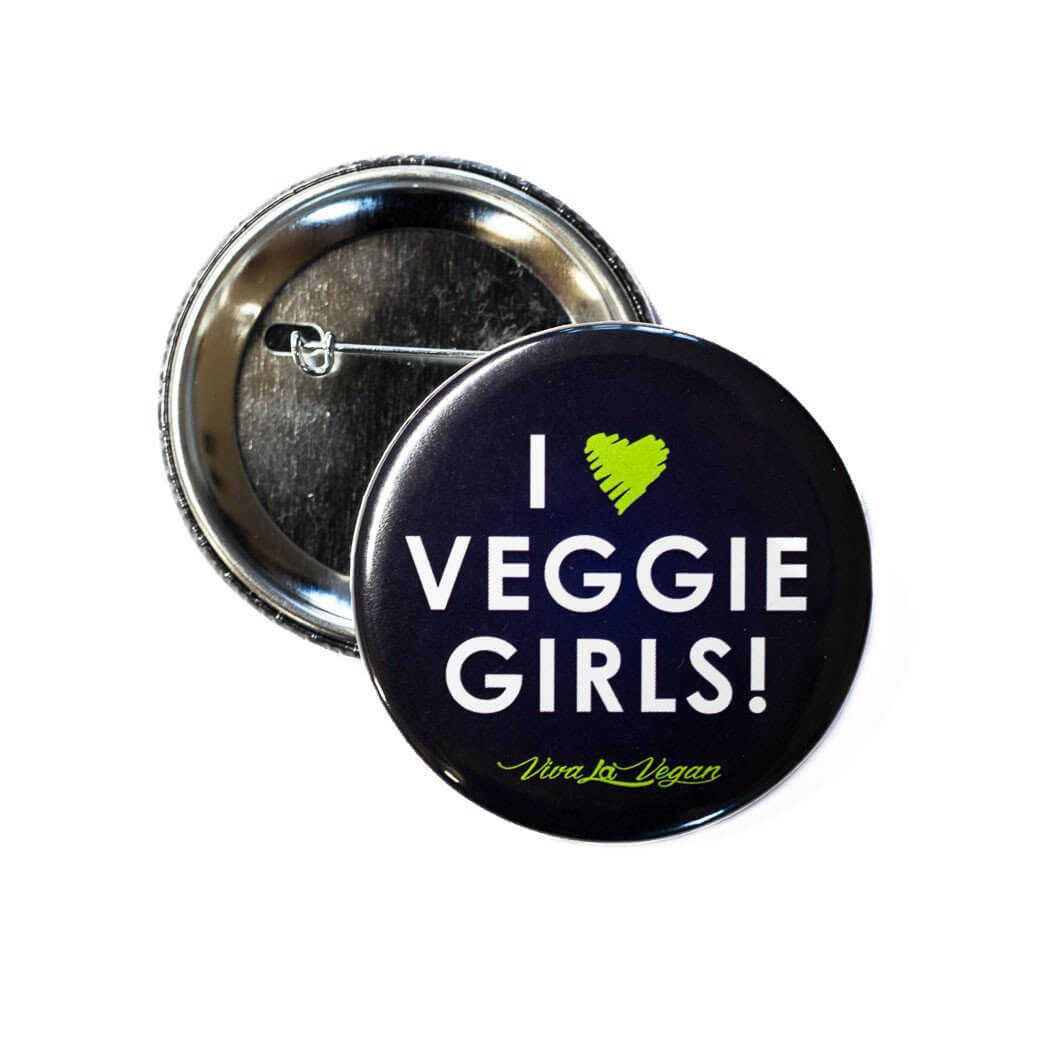 58 mm Statement Badge: I Heart Veggie Girls!