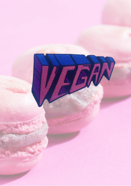 Vegan embroidered patch in pinks