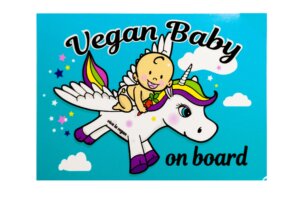 Window Sticker- Vegan Baby On Board 10 x 7 cm