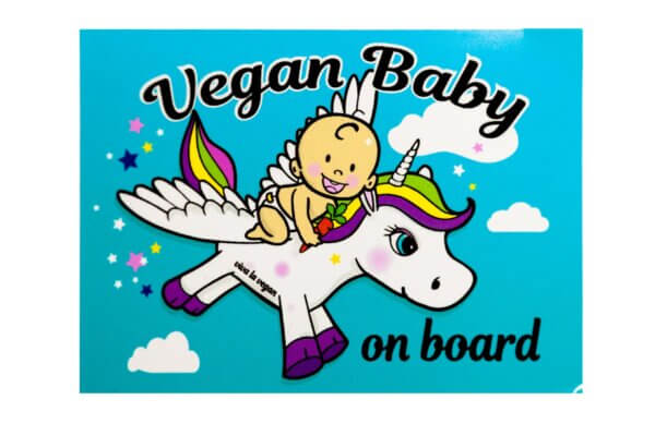 Window Sticker- Vegan Baby On Board 10 x 7 cm