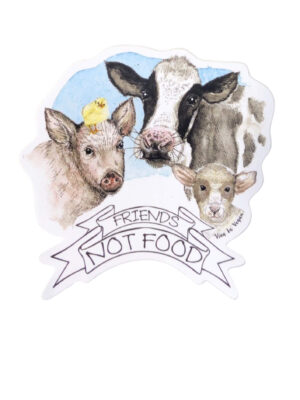 Friends not food vinyl sticker by eco ethical brand Viva La Vegan