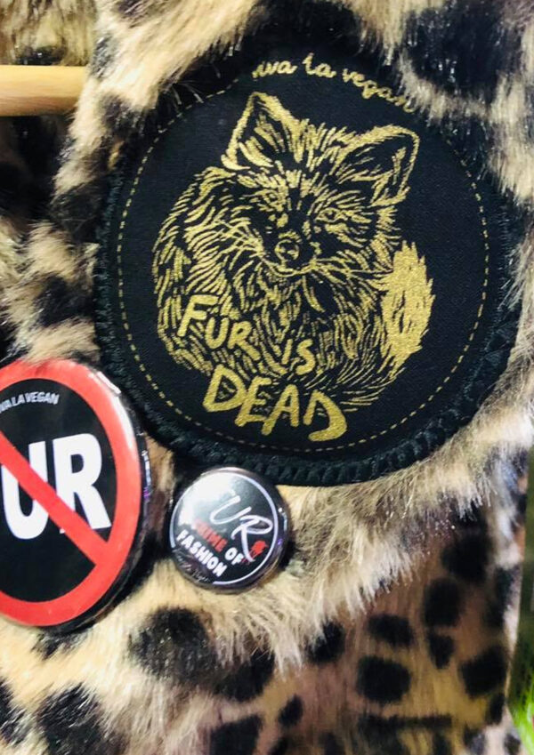 Fur is dead premium patch iron or sew on patch by eco ethical brand Viva La Vegan