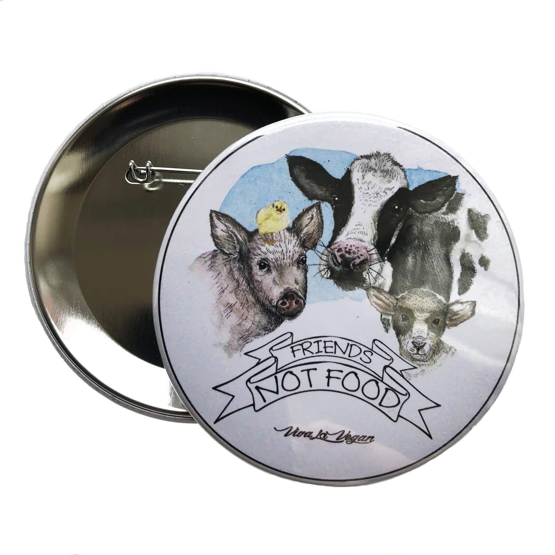 76 mm Big Impact Badge: Friends Not Food