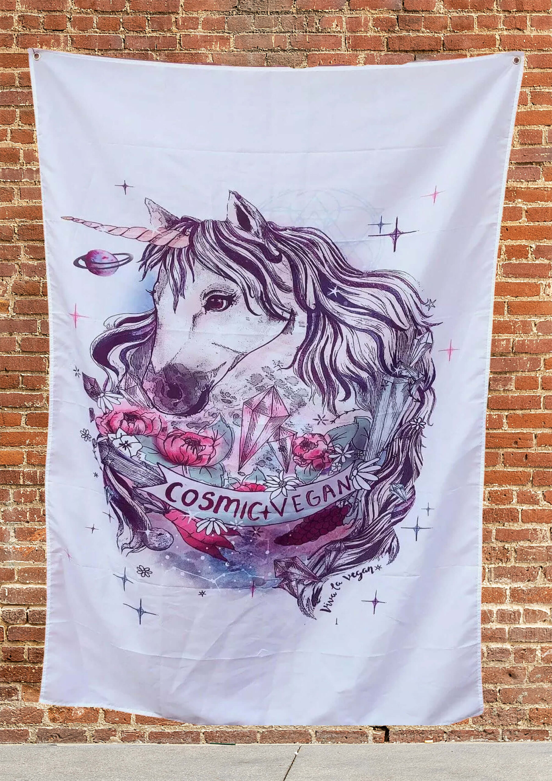 Large Vegan flag- Cosmic vegan by Eco ethical brand Viva La Vegan