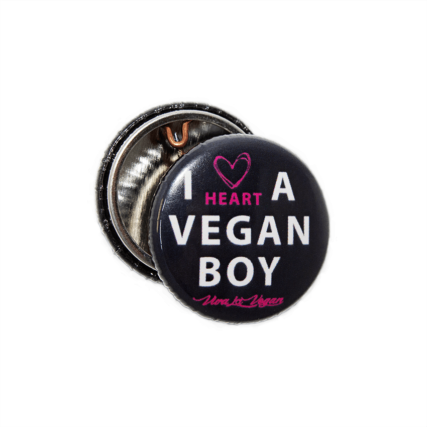 25mm Statement Badge: I Heart A Vegan Boy