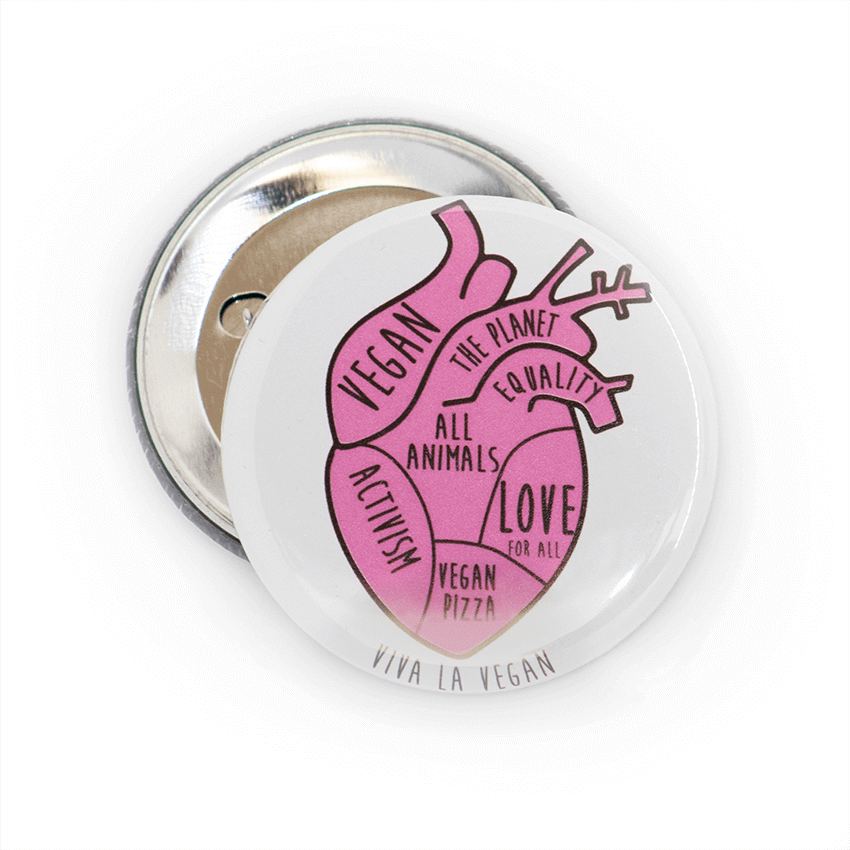 58mm Badge: Vegan In My Heart