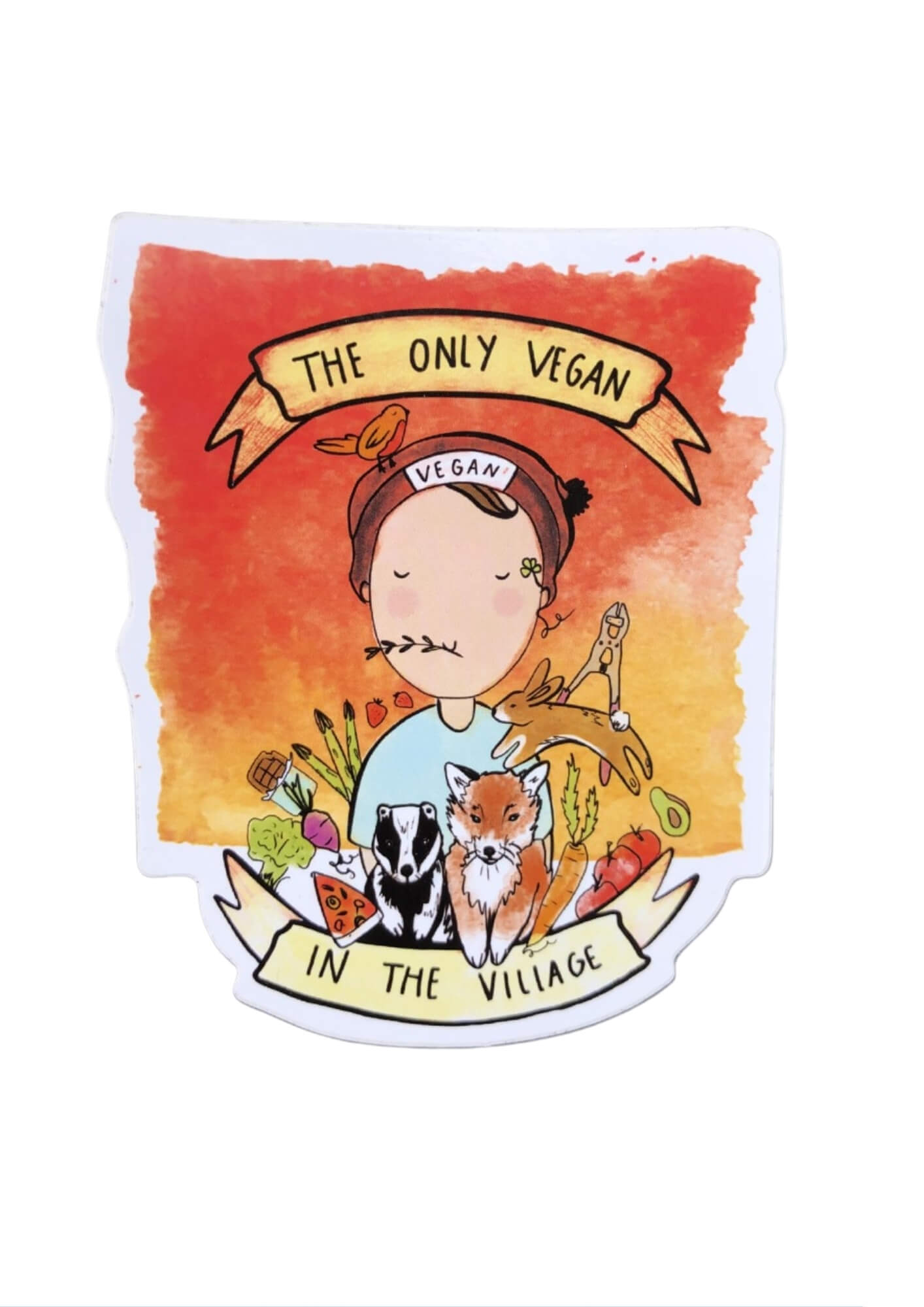 Vinyl Vegan Sticker - Only Vegan In The Village
