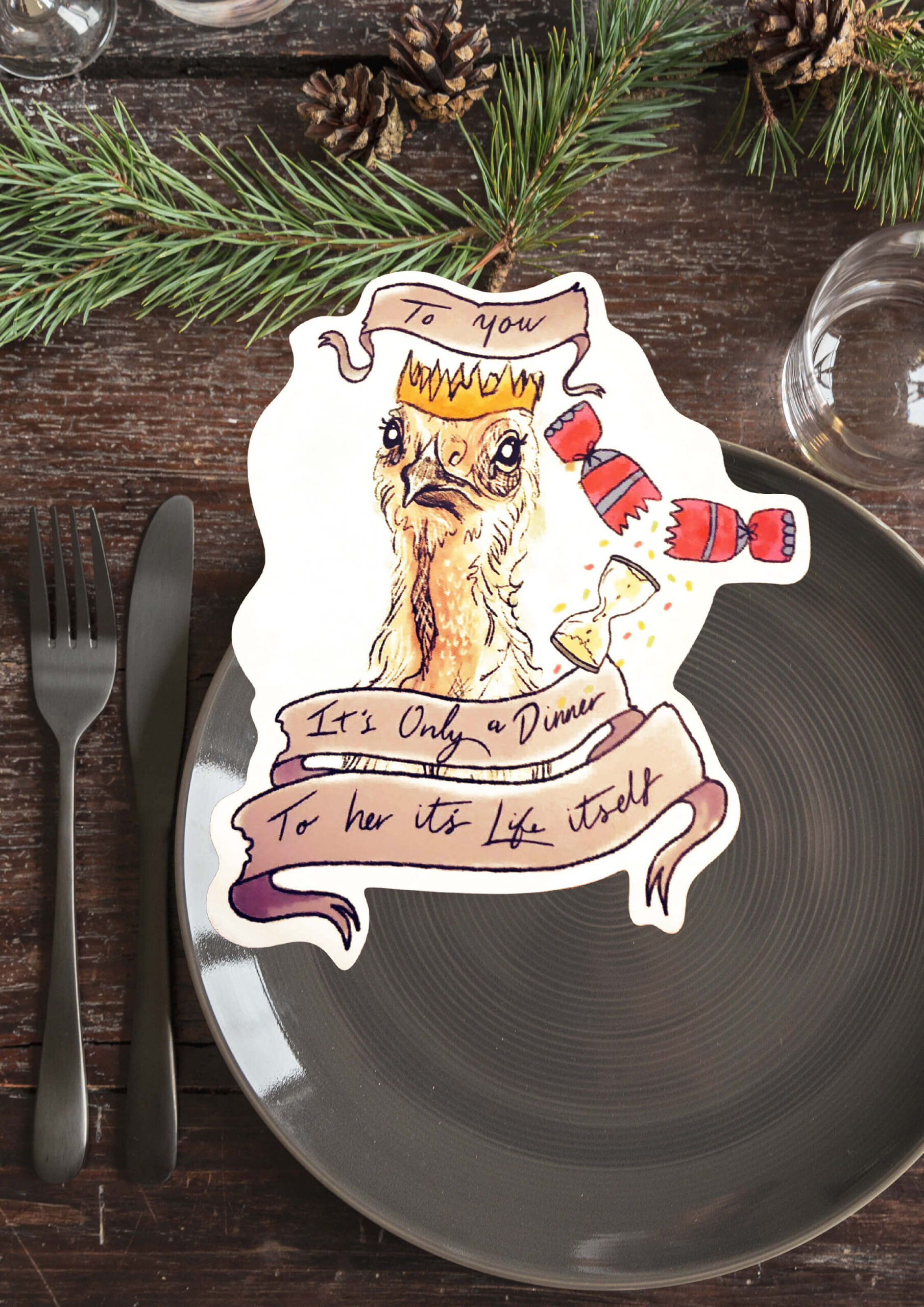 To you its just dinner , to her it's life itsself vinyl sticker by eco ethical brand Viva La Vegan