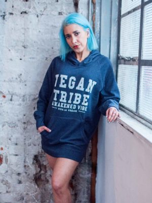 vegan tribe blue hoodie