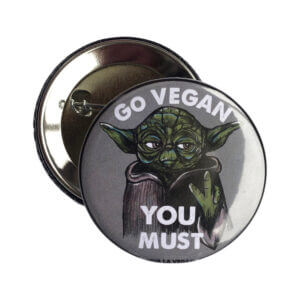 Go Vegan You Must! 58mm Badge by eco-ethical brand Viva la Vegan