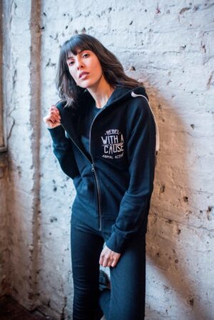 rebel with a cause zip hoodie front