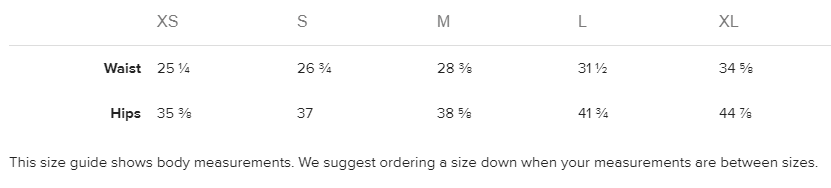 size guide for legging