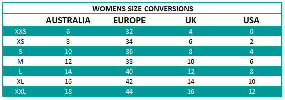 dress size comparison table