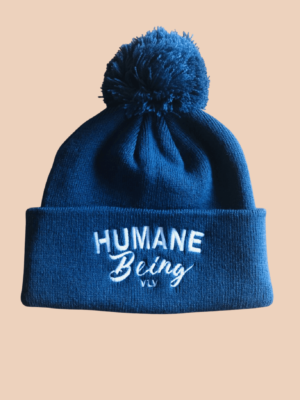 humane being pompom in airforce blue by Eco- ethical brand Viva La Vegan