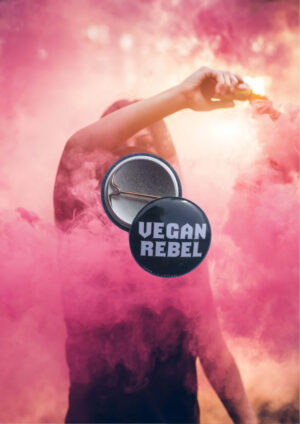 Vegan Rebel 25mm badge by eco-ethical brand Viva La Vegan