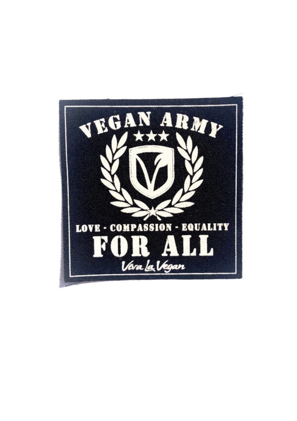 Vegan Army printed sew on patch by eco ethical brand Viva La Vegan