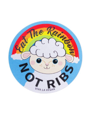 Eat The Rainbow Not Ribs vinyl sticker by eco ethical brand Viva La Vegan