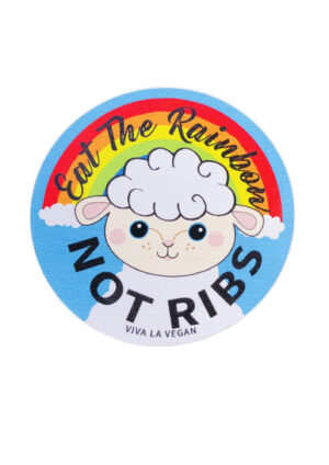 Eat The Rainbow Not Ribs vinyl sticker by eco ethical brand Viva La Vegan