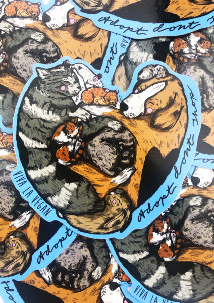 adopt don't shop vinyl stickers from Viva La Vegan