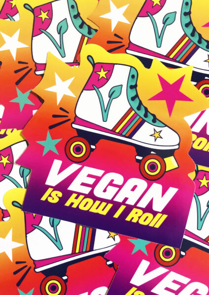 Vegan skater sticker by Viva La Vegan