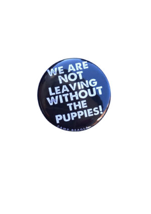 Camp Beagle fridge magnet - We are not leaving without the puppies. black magnet with white design. By Viva La Vegan