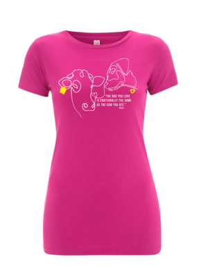 A flat lay picture of Pink Vegan Tshirt