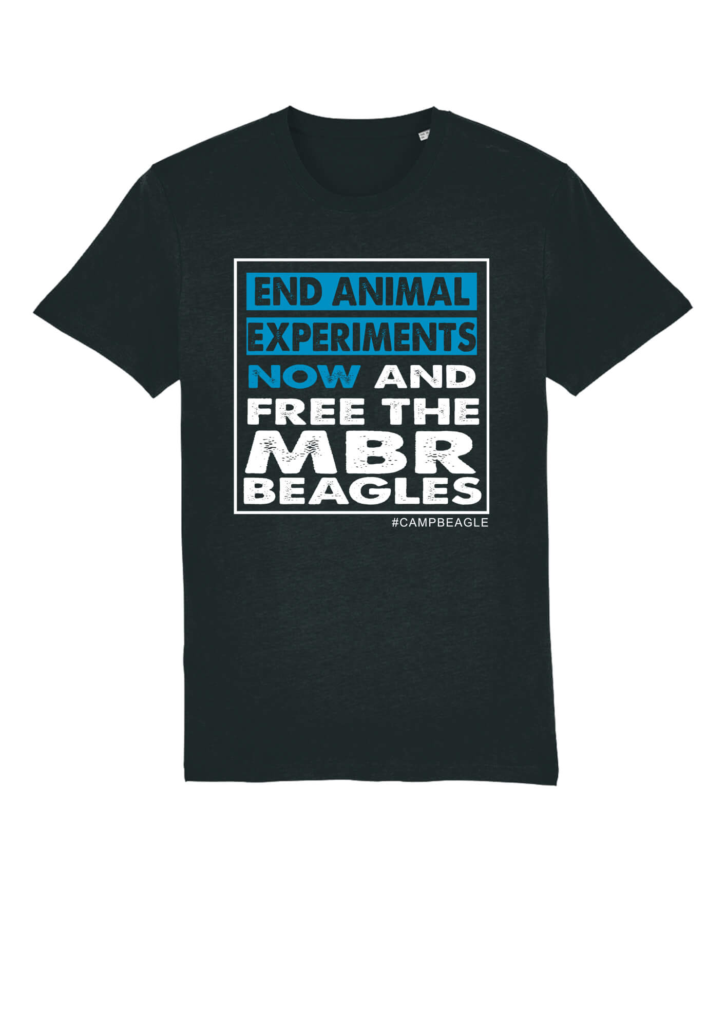 End Animal Experiments NOW and Free The MBR Beagles Back with Turq print by Viva La Vegan