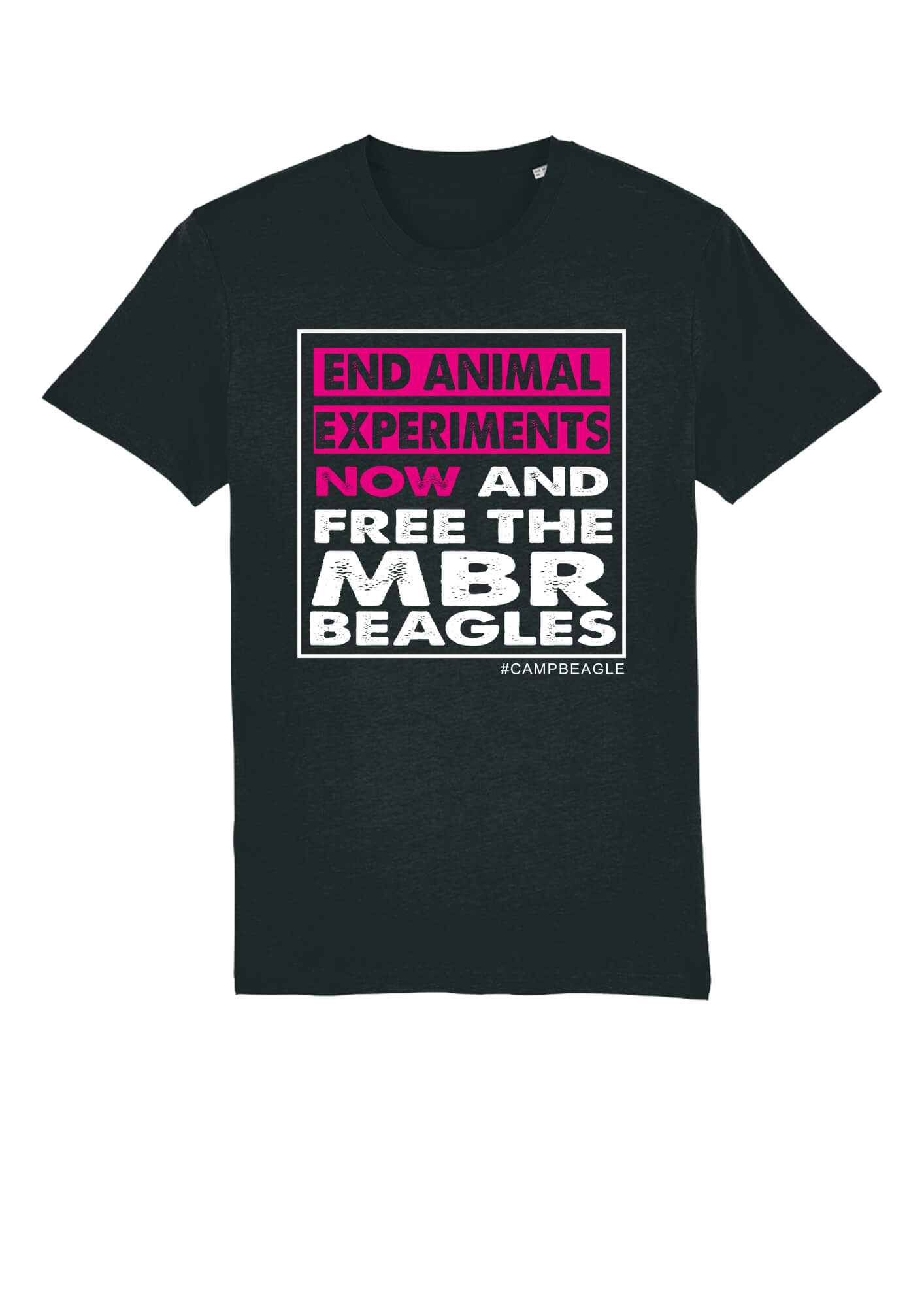 End Animal Experiments NOW and Free The MBR Beagles Back with pink and white print by Viva La Vegan