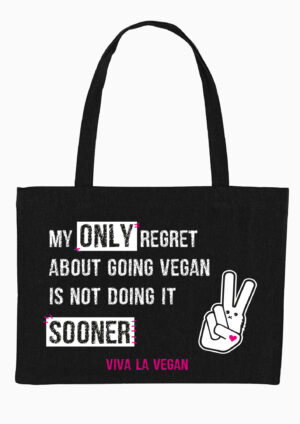 My only regret about going vegan is not doing it sooner - large canvas bag by Viva La Vegan