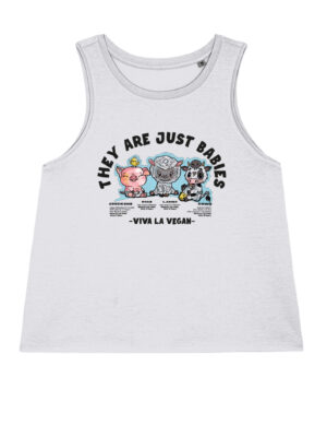 They are just babies Vest white. Flat lay