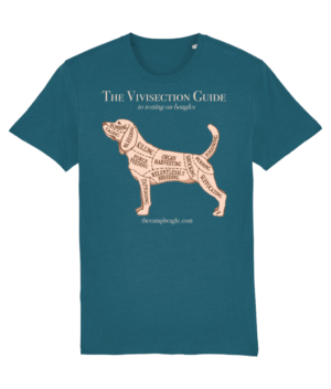 CAMP BEAGLE Design Competition T-SHIRT – THE VIVISECTION GUIDE (AVAILABLE IN 4 COLOURS) - Ocean Depth, S