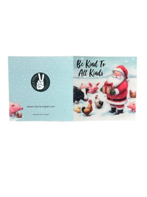 Be kinds to all kinds vegan Christmas card front and back