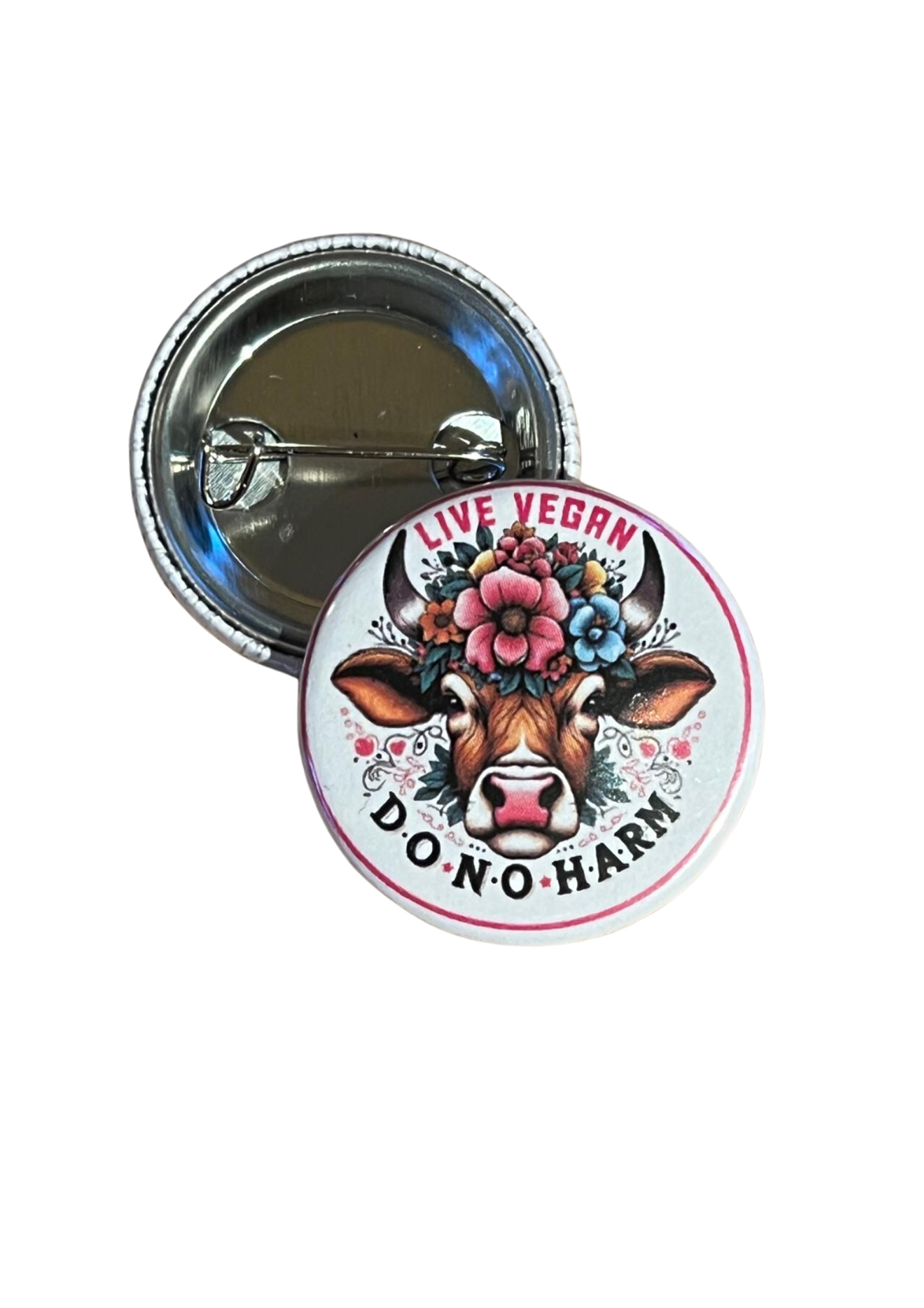Live Vegan Do NO HARM 25 mm badge