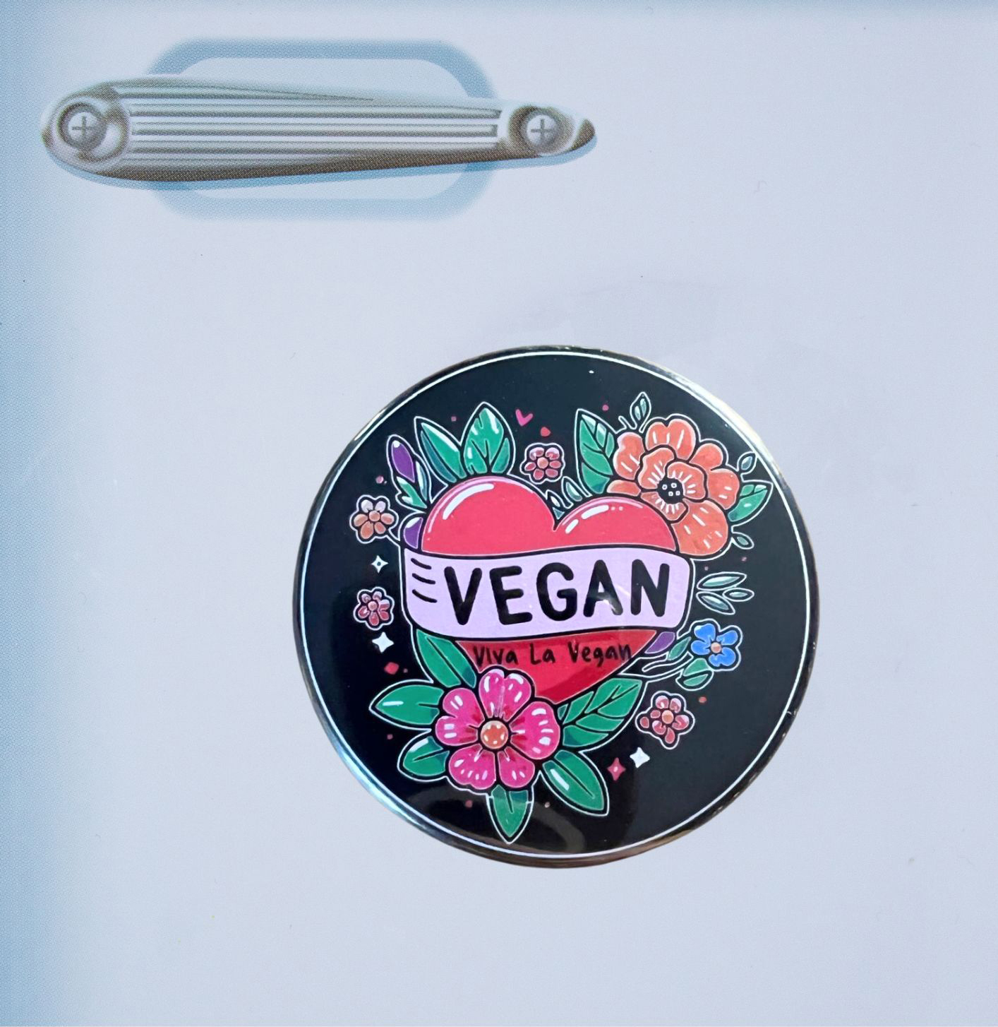Vegan tattoo heart inspired 58mm magnets - 10