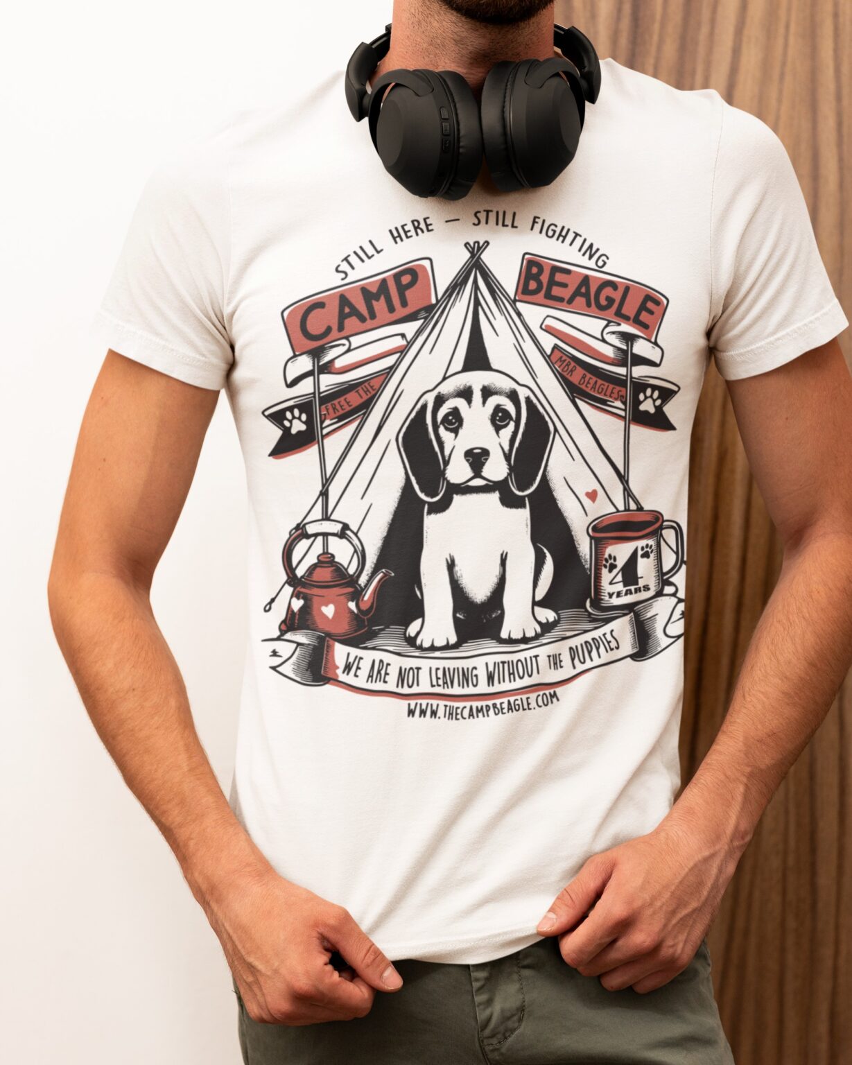 Camp Beagle 4th year anniversary t-shirt - orange print - Viva La